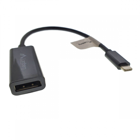 Adaptoare DisplayPort - Cablu convertor cu adaptor, Lanberg 41849, conector USB 3.1 tip C tata la DisplayPort mama, lungime 15cm, negru