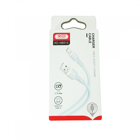 Cablu cu conectori USB-A tata la USB-C tata, XO NB212 82774, incarcare, transfer date, 2.1A, lungime 100cm, albastru [4]