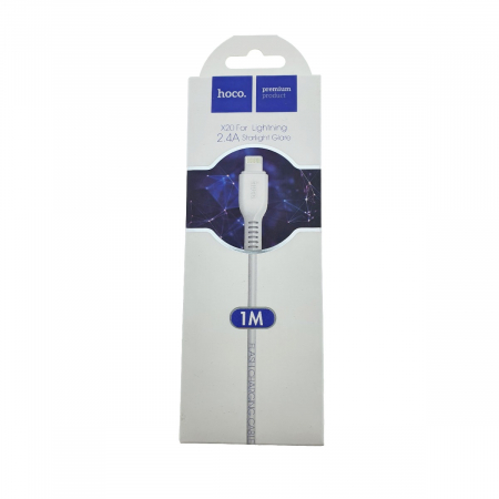 Cabluri iPhone - Cablu cu conectori USB tata la 8-pin Lightning tata, HOCO X20 Snowy Spirit 06881, 2.4 A, lungime 1m, alb
