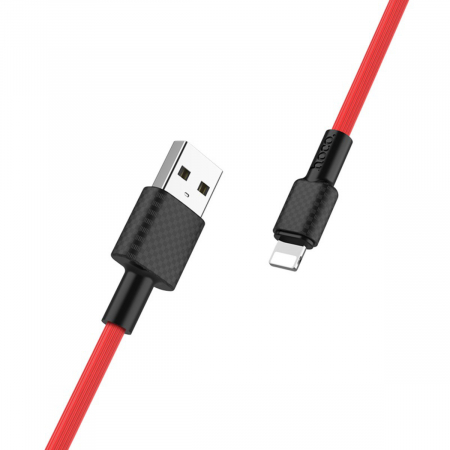 Cabluri iPhone - Cablu cu conectori USB tata la Lightning tata, HOCO X29R Superior Style, lungime 1m, 2A, rosu