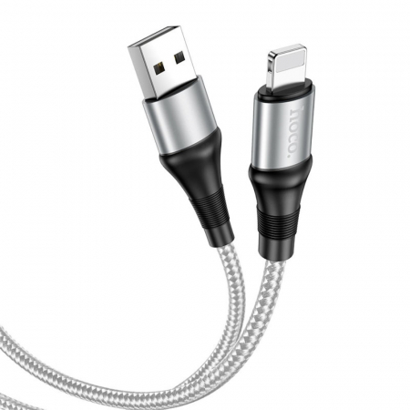 Cabluri iPhone - Cablu cu conectori USB tata la tip Lightning tata, HOCO X50 Excellent, 2.4 A, lungime 1m, gri