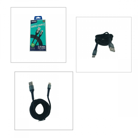 Cablu cu conectori USB tata la USB tip C tata, Jellico B12, lungime 2m, 3.1A, negru [4]