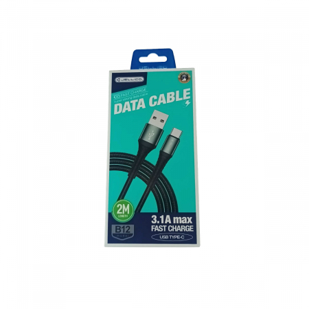 Cablu cu conectori USB tata la USB tip C tata, Jellico B12, lungime 2m, 3.1A, negru [3]