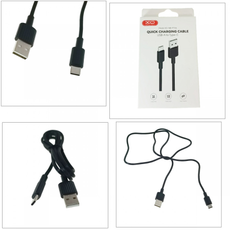 Cablu cu conectori USB tata la USB Tip C tata, XO NB156, 3A, lungime 1m, negru [3]