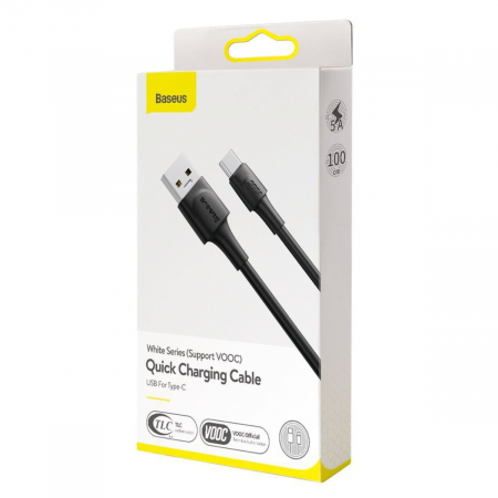 Cablu Date si Incarcare Baseus USB la USB Type-C, 5 A, 1 m, CATSW-F01, Negru [5]