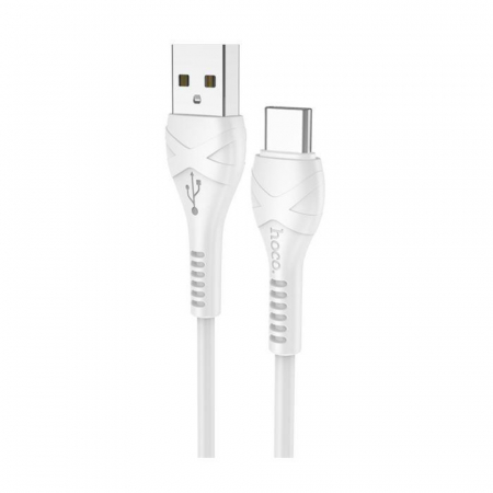 Accesorii IT - Cablu cu conectori USB tata si USB tip C tata, Hoco X37 Cool, 3A, lungime 1m, alb