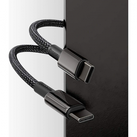 Cablu Date si Incarcare Baseus USB Type-C la USB Type-C, 1 m, 100 W, 5 A, CATWJ-01, Negru [8]