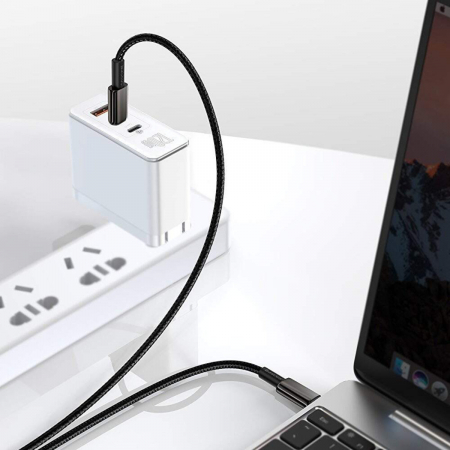 Cablu Date si Incarcare Baseus USB Type-C la USB Type-C, 1 m, 100 W, 5 A, CATWJ-01, Negru [3]