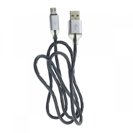 Cablu cu iluminare LED multicolor, 90 cm, conectori USB 2.0 tata la microUSB tata, 5V 1.5A, invelis de protectie, negru [2]