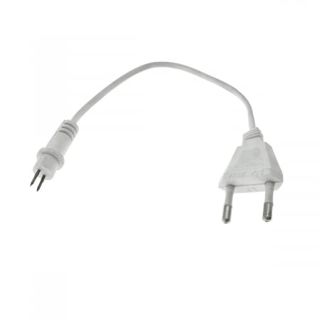 Mufe si conectori electrici - Cablu de alimentare furtun luminos, lungime 20 cm, cu stecher EU si conector 2 pini, alb