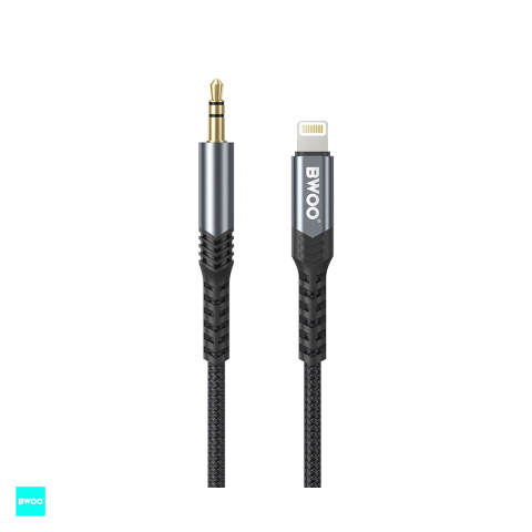 Cabluri de date telefoane - Cablu de date BWOO AUX BO-AUX068, Jack 3.5 mm - Lightning, 1,2 m, negru