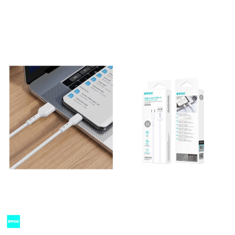 Cablu de date BWOO BO-X172C, USB-A - USB-C, 1 m, 3A, alb [4]