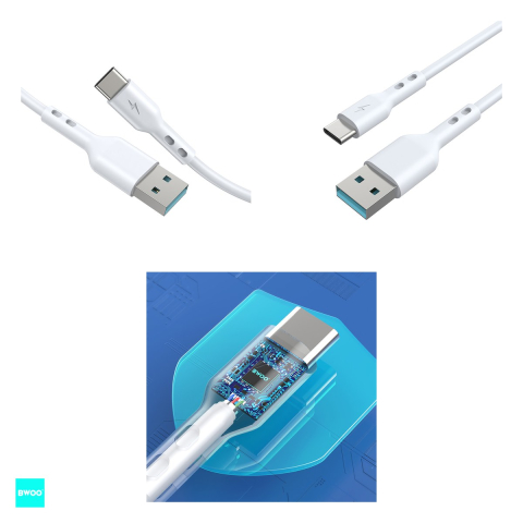 Cablu de date BWOO BO-X172C, USB-A - USB-C, 1 m, 3A, alb [3]