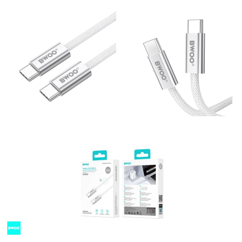 Cablu de date BWOO BO-X317C-C, USB-C - USB-C, 1 m, 240W, alb [3]