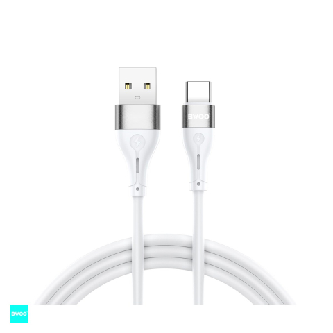 Cabluri de date telefoane - Cablu de date BWOO Minimalist X280C, USB-A - USB-C, 1 m, 3A, alb