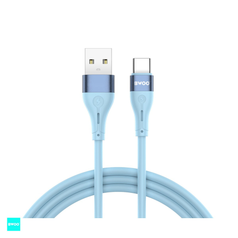 Cabluri de date telefoane - Cablu de date BWOO Minimalist X280C, USB-A - USB-C, 1 m, 3A, albastru