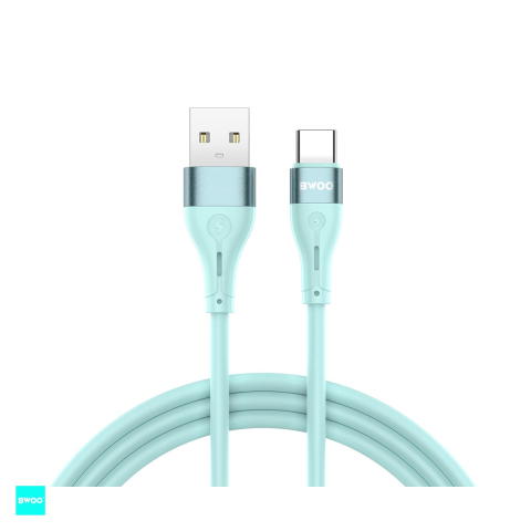 Cabluri de date telefoane - Cablu de date BWOO Minimalist X280C, USB-A - USB-C, 1 m, 3A, verde