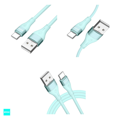 Cablu de date BWOO Minimalist X280C, USB-A - USB-C, 1 m, 3A, verde [3]
