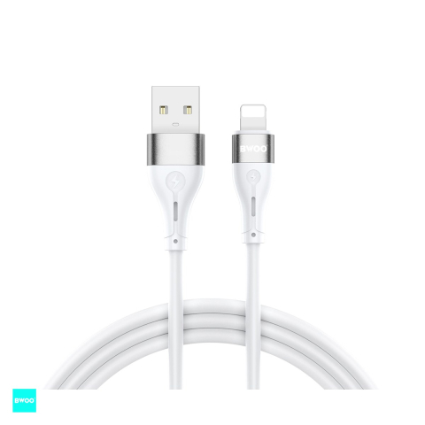 Cabluri de date telefoane - Cablu de date BWOO Minimalist X280L, USB-A - Lightning, 1 m, 3A, alb