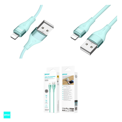 Cablu de date BWOO Minimalist X280L, USB-A - Lightning, 1 m, 3A, verde [3]