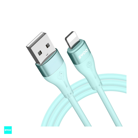 Cabluri de date telefoane - Cablu de date BWOO Minimalist X280L, USB-A - Lightning, 1 m, 3A, verde