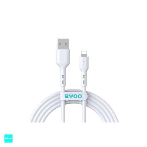 Cabluri de date telefoane - Cablu de date BWOO, USB-A - Lightning, 2 m, 3A, alb