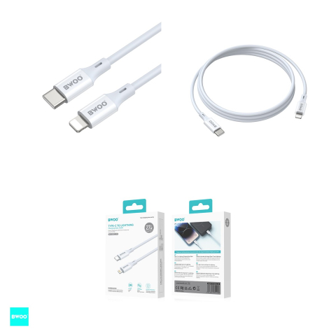 Cablu de date BWOO, USB-C - Lightning, 2 m, 27W, gri [3]