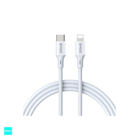 Cabluri de date telefoane - Cablu de date BWOO, USB-C - Lightning, 2 m, 27W, gri