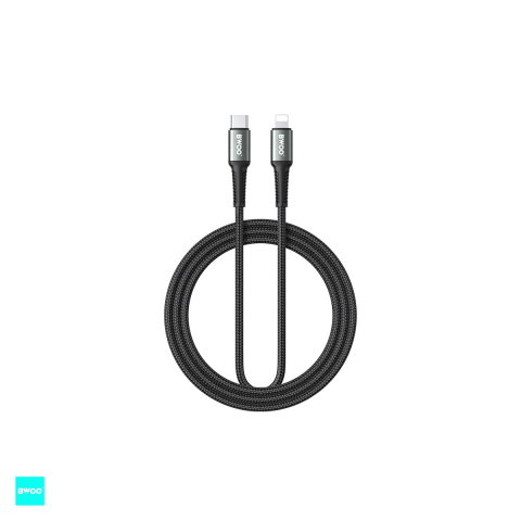 Cabluri de date telefoane - Cablu de date BWOO, USB-C - Lightning, 3 m, 30W, negru