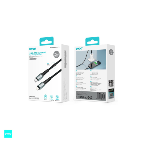 Cablu de date BWOO, USB-C - Lightning, 3 m, 30W, negru [4]
