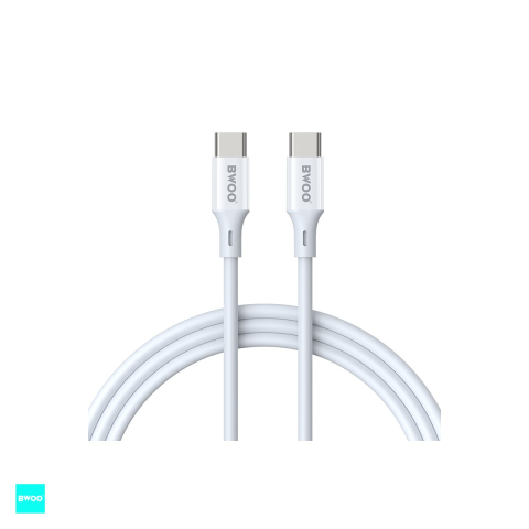 Cabluri de date telefoane - Cablu de date BWOO, USB-C - USB-C, 2 m, 60W, alb