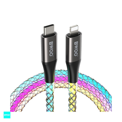Cabluri de date telefoane - Cablu de date BWOO X279C-L, USB-C - Lightning, 1 m, 27W, multicolor