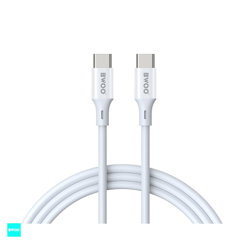 Cabluri de date telefoane - Cablu de date BWOO X282 C-C, USB-C - USB-C, 1 m, 60W, alb