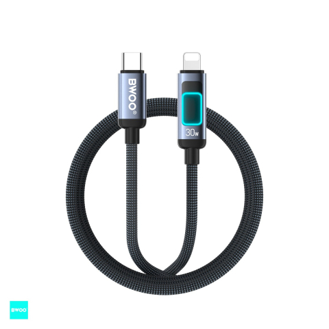 Cabluri de date telefoane - Cablu de date BWOO X324CL, USB-C - Lightning, 1 m, 27W, negru