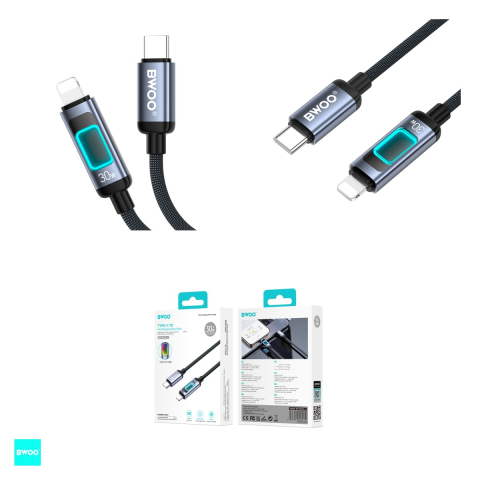 Cablu de date BWOO X324CL, USB-C - Lightning, 1 m, 27W, negru [3]