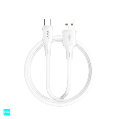 Cabluri de date telefoane - Cablu de date BWOO X329C, USB-A - USB-C, 1 m, 3A, alb
