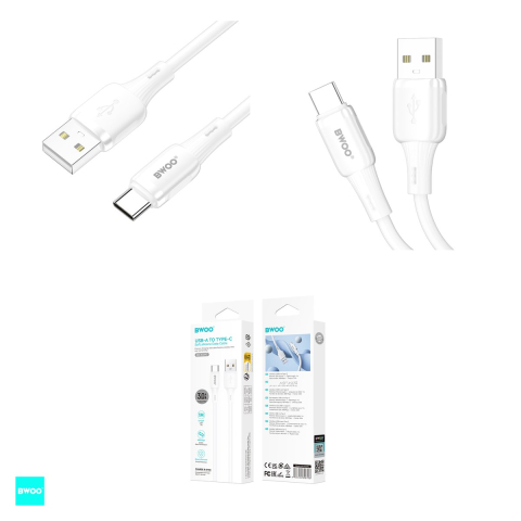 Cablu de date BWOO X329C, USB-A - USB-C, 1 m, 3A, alb [3]