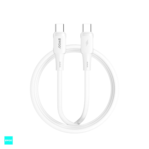 Cabluri de date telefoane - Cablu de date BWOO X329CC, USB-C - USB-C, 1 m, 65W, alb