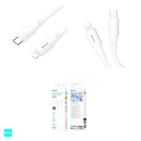 Cablu de date BWOO X329CL, USB-C - Lightning, 1 m, 27W, alb [3]