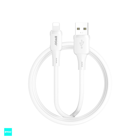 Cabluri de date telefoane - Cablu de date BWOO X329L, USB-A - Lightning, 1 m, 3A, alb