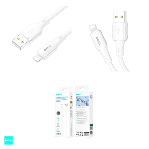 Cablu de date BWOO X329L, USB-A - Lightning, 1 m, 3A, alb [3]