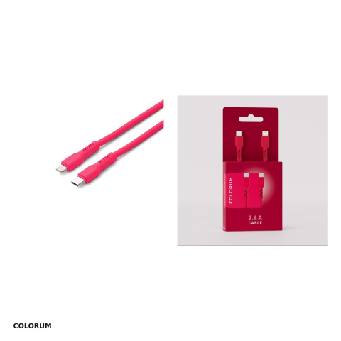 Cablu de date Colorum CK12-CL-02, USB-C - Lightning, 1,8 m, 2,4A, roz [3]