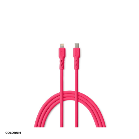 Accesorii IT - Cablu de date Colorum CK12-CL-02, USB-C - Lightning, 1,8 m, 2,4A, roz