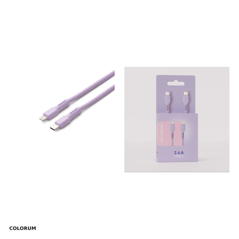 Cablu de date Colorum CK12-CL-09, USB-C - Lightning, 1,8 m, 2,4A, mov [3]