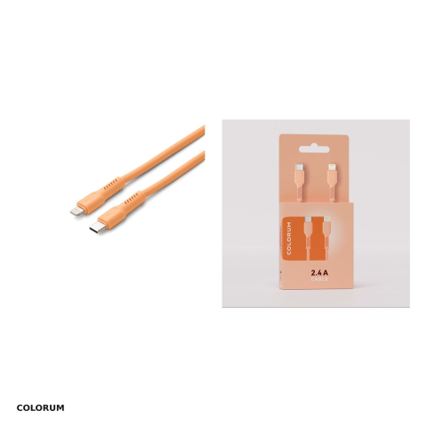 Cablu de date Colorum CK12-CL, USB-C - Lightning, 1,8 m, 2,4A, bej [3]