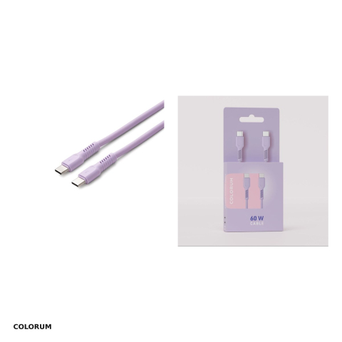 Cablu de date Colorum CK60-CC-09, USB-C - USB-C, 1,8 m, 3A, mov [3]