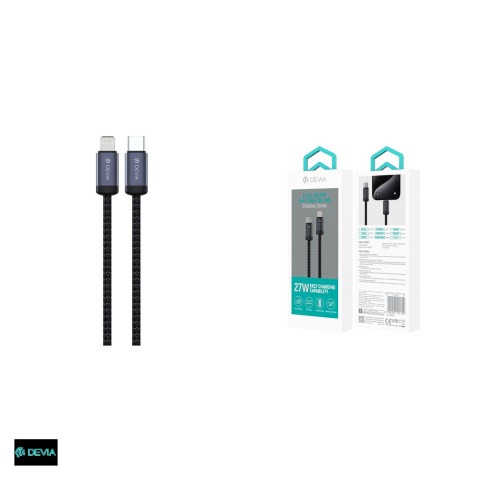 Cablu de date Devia Gracious EC645, USB-C - Lightning, 1 m, 27W 3A, negru [3]