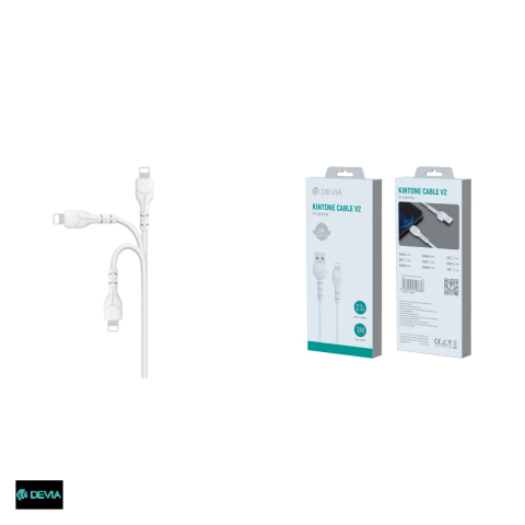 Cablu de date Devia Kintone EC143, USB-A - Lightning, 1 m, 2,1A, alb [4]