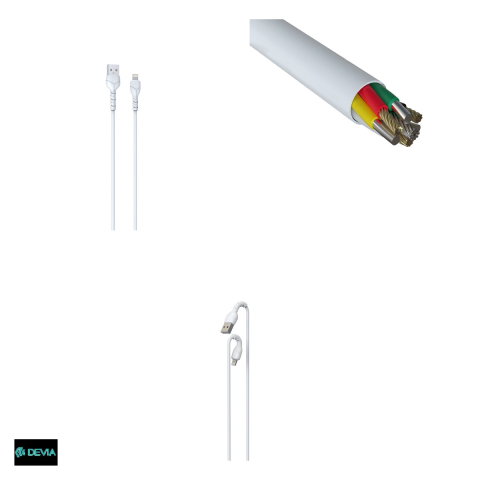Cablu de date Devia Kintone EC143, USB-A - Lightning, 1 m, 2,1A, alb [3]