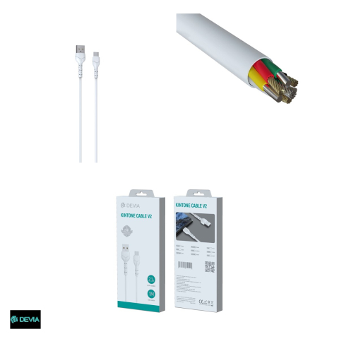 Cablu de date Devia Kintone EC145, USB-A - USB-C, 1 m, 2,1A, alb [3]